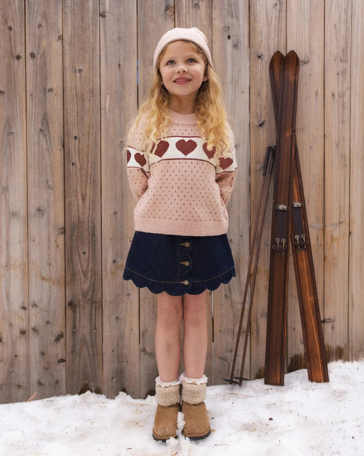 Scallop Mini Skirt | Dark Indigo | Rylee & Cru