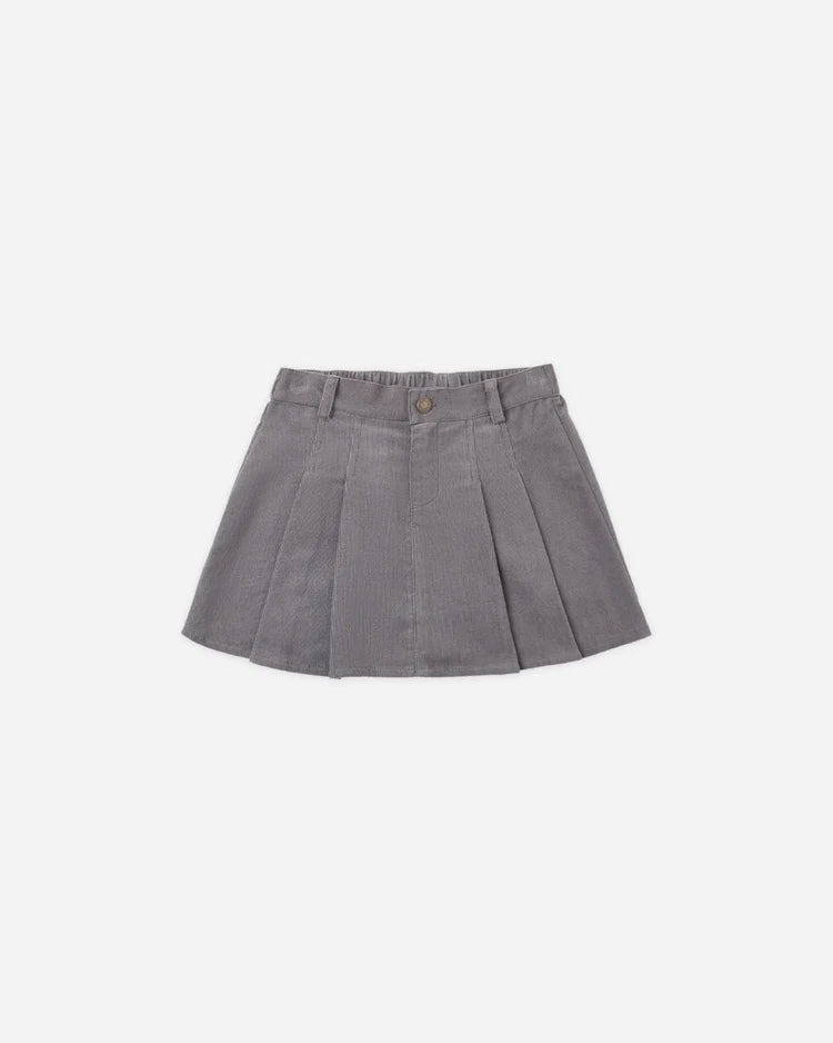 Pleated Corduroy Skirt | Slate | Rylee & Cru