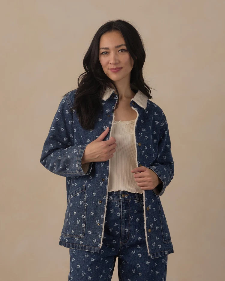 Women's Long Chore Coat | Heart Ditsy | Rylee & Cru