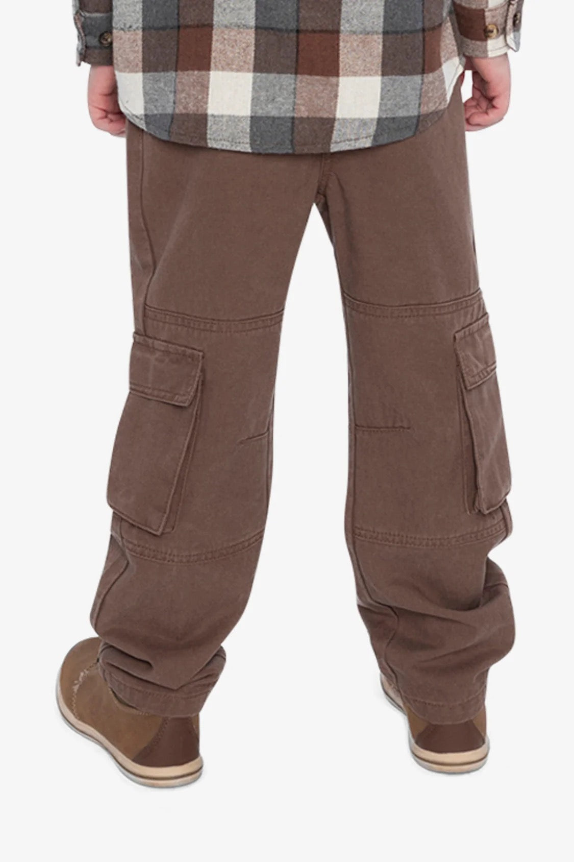 Twill Pants with Cargo Pockets | Shitaki Neutral Brown | Deux Par Deux