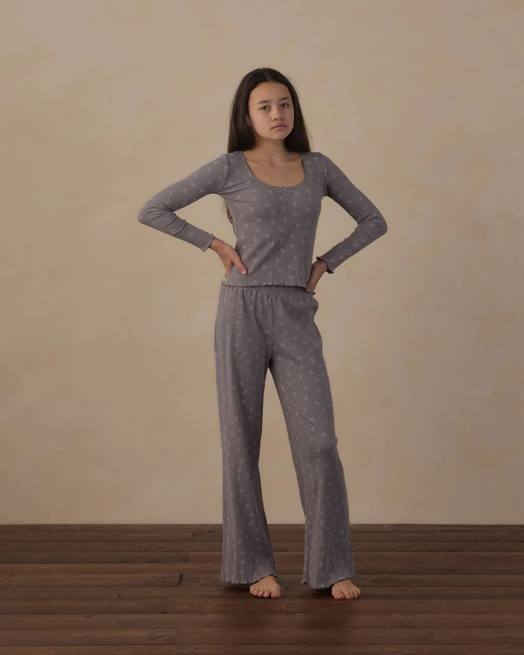 Teen Ribbed Lounge Set | Slate Bloom | Rylee & Cru