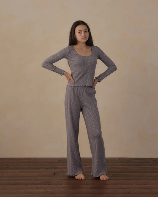 Teen Ribbed Lounge Set | Slate Bloom | Rylee & Cru