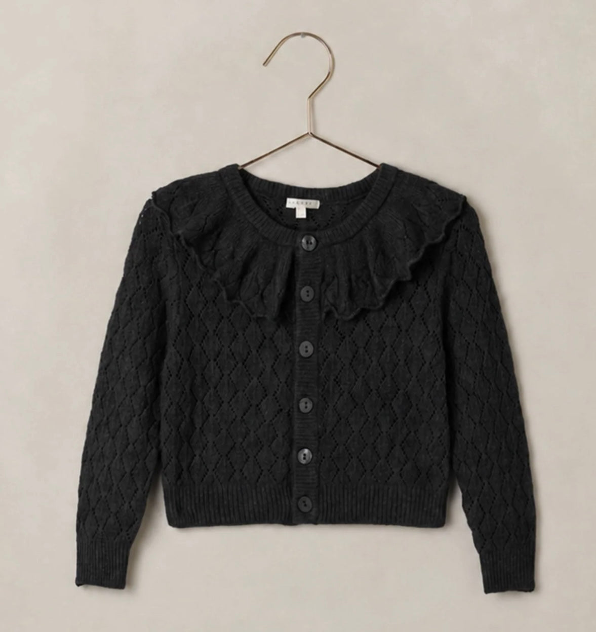 Ruffle Cardigan Sweater | Black | Noralee