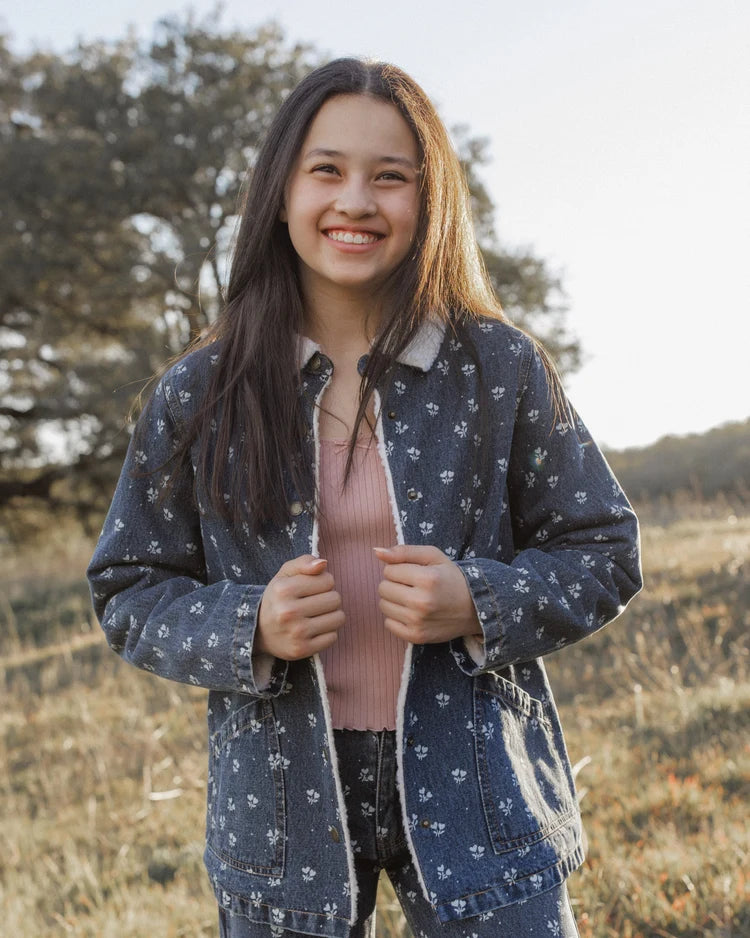 Teen Long Chore Coat | Heart Ditsy | Rylee & Cru