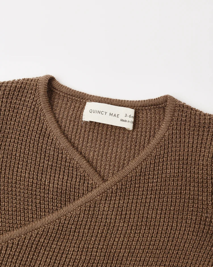 Footed Knit Pant + Wrap Top Set | Cocoa | Quincy Mae