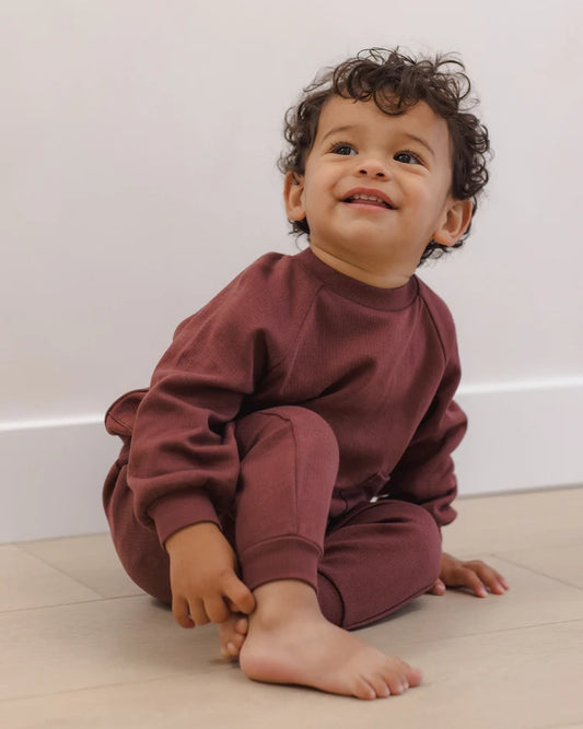 Pocket Sweater + Sweatpant Set | Black Cherry | Quincy Mae