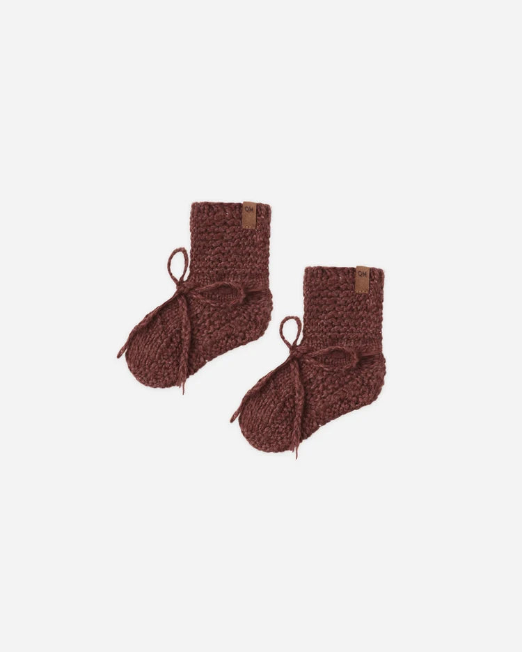 Knit Booties | Black Cherry | Quincy Mae