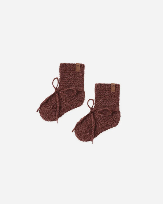 Knit Booties | Black Cherry | Quincy Mae