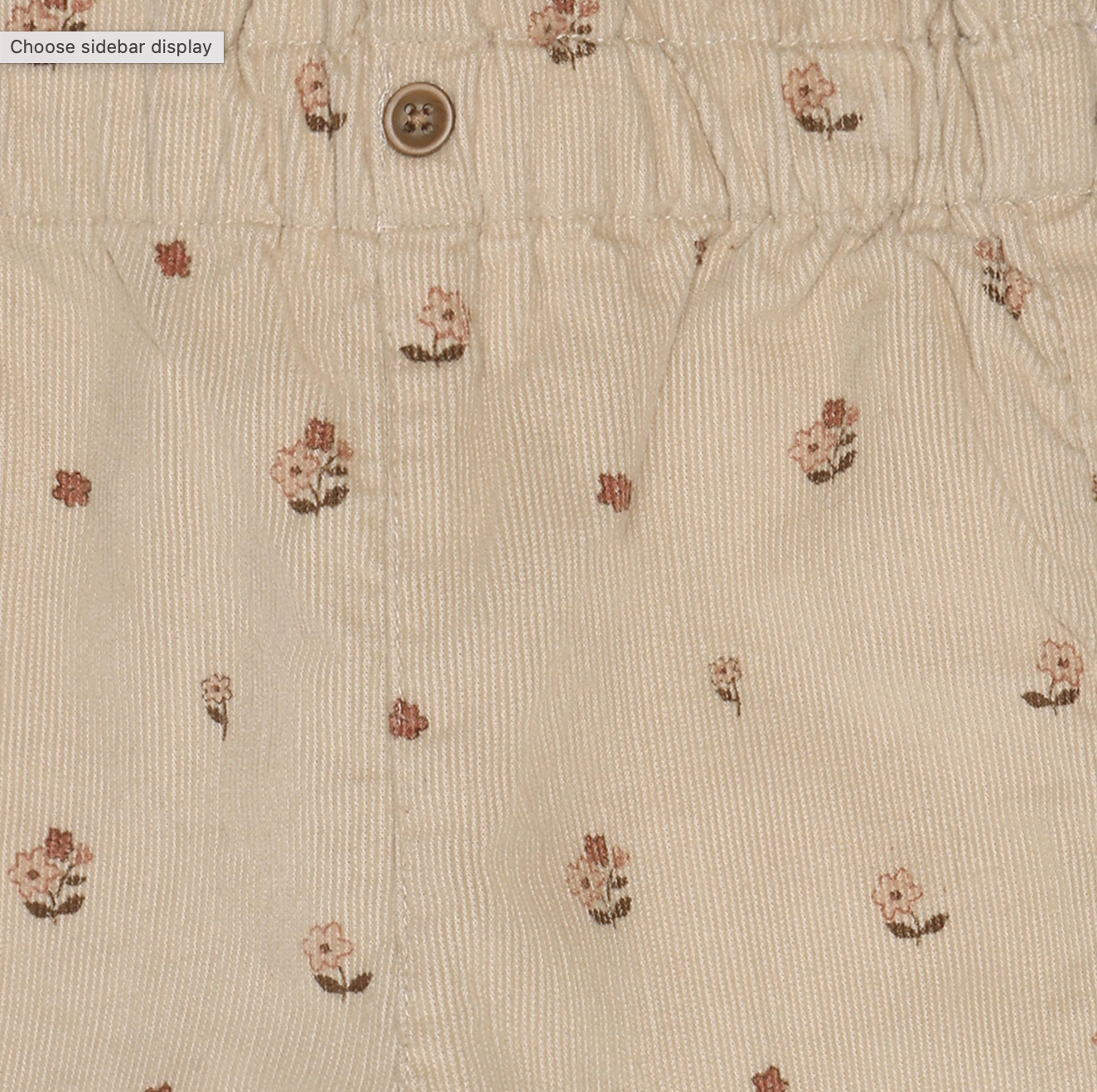 Floral Cord Pants (with Lining) | Feather Gray | Minymo