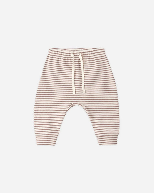 Drawstring Pant | Cocoa Microstripe | Quincy Mae