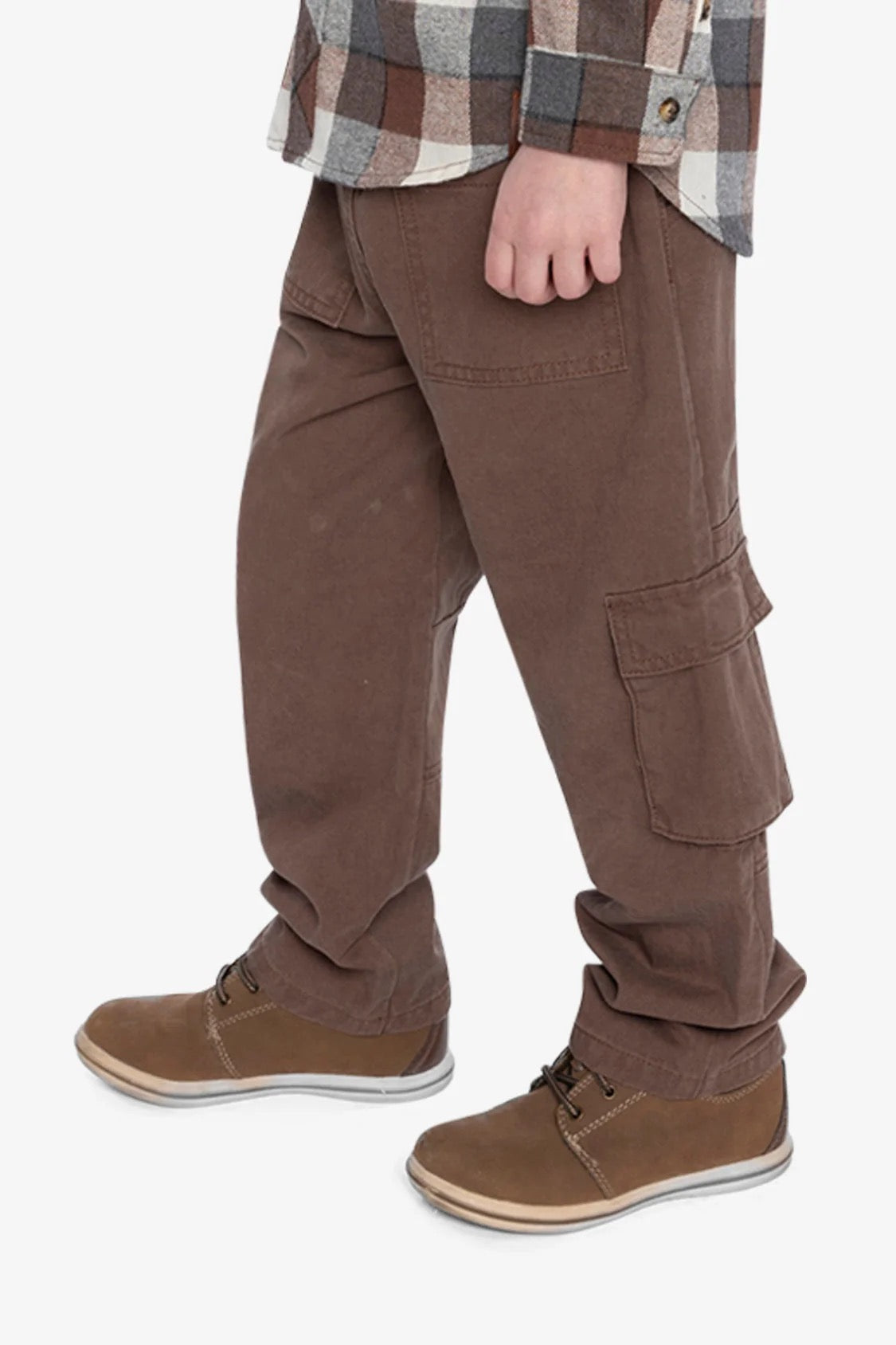 Twill Pants with Cargo Pockets | Shitaki Neutral Brown | Deux Par Deux