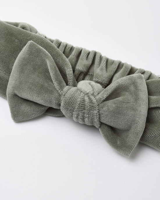 Velour Bow Headband | Spruce | Quincy Mae