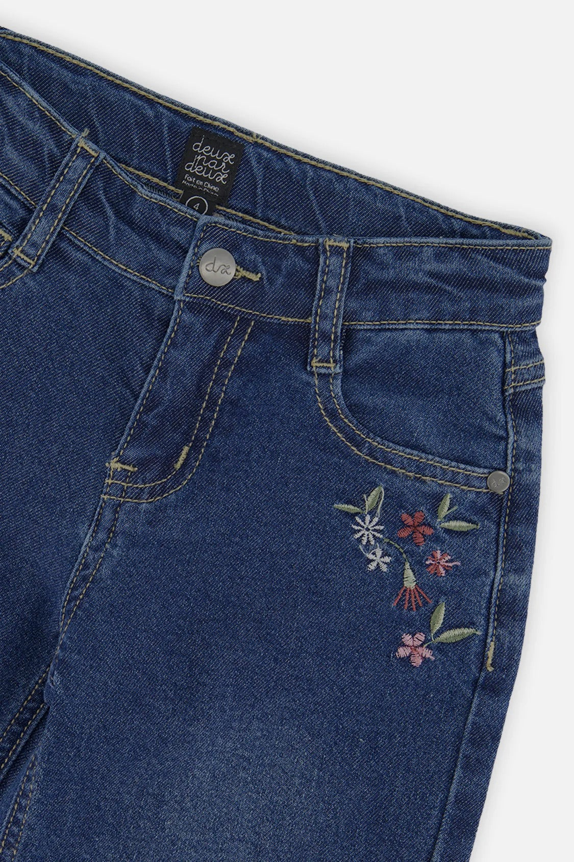 Embroidered Jeans | Light Blue Denim | Deux Par Deux