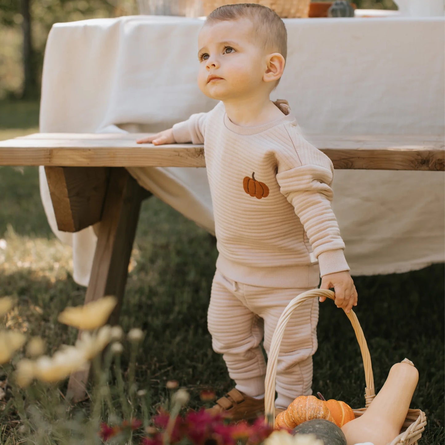 Pumpkin Quilted Outfit Set | Petit Lem