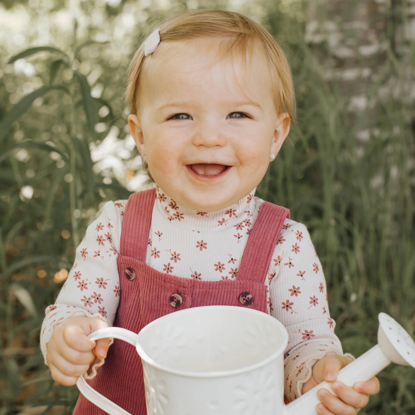 Raspberry Corduroy Overall Dress Set | Petit Lem