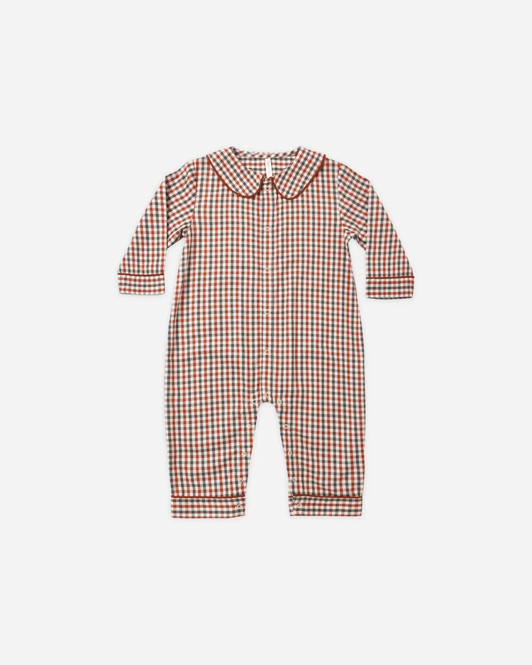 Baby Pajama Romper|  Holiday Gingham | Rylee & Cru