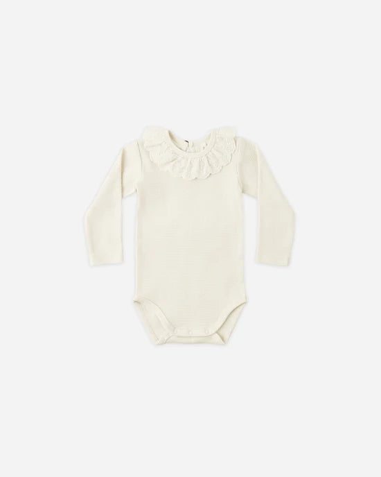 Ruffle Collar Bodysuit | Natural | Quincy Mae