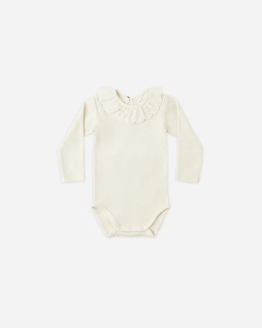Ruffle Collar Bodysuit | Natural | Quincy Mae
