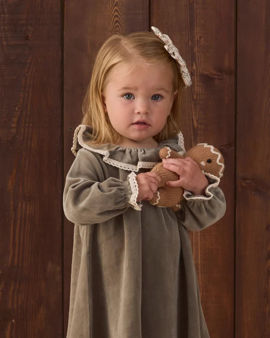 Velour Baby Dress | Spruce | Quincy Mae