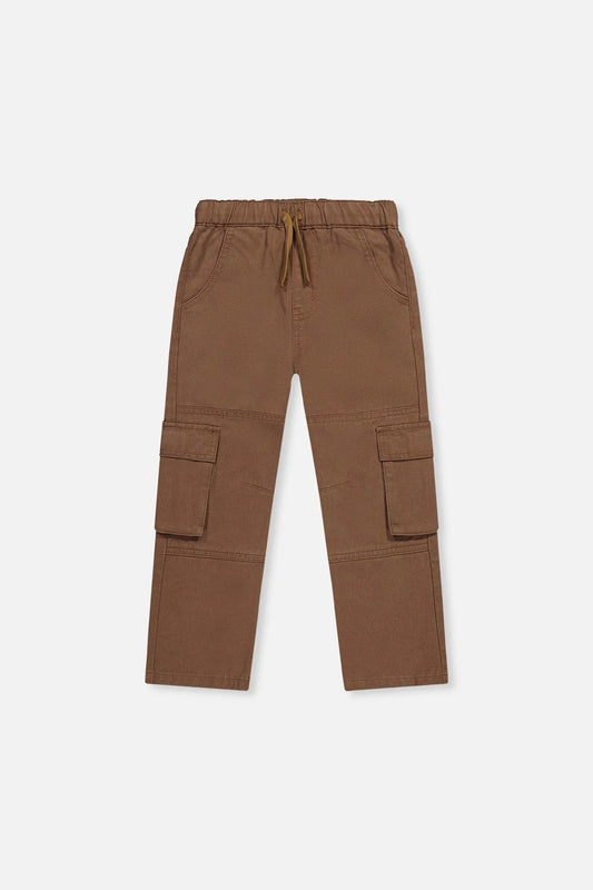 Twill Pants with Cargo Pockets | Shitaki Neutral Brown | Deux Par Deux