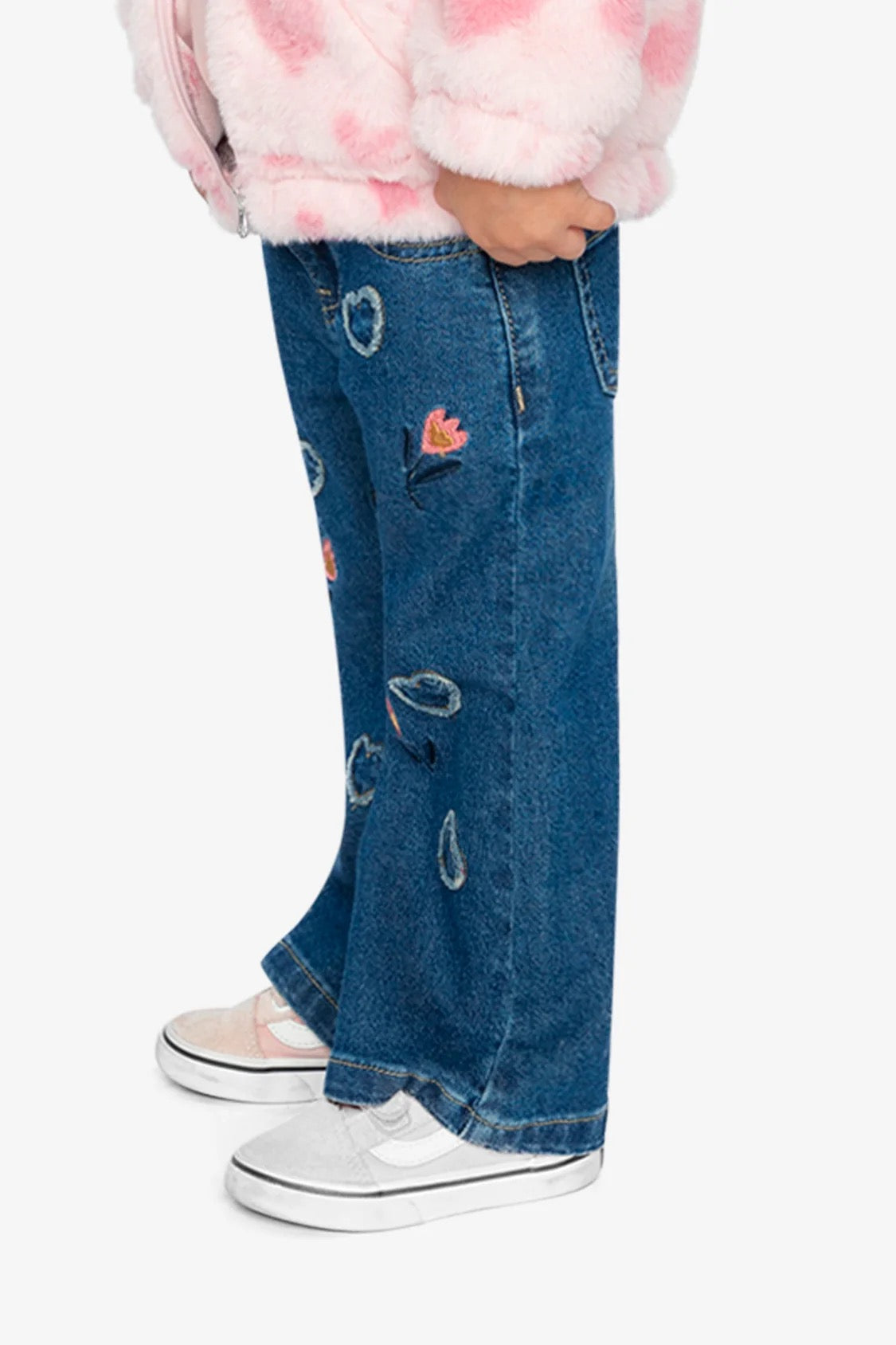 Embroidered Boot Leg Jeans | Navy Blue | Deux Par Deux