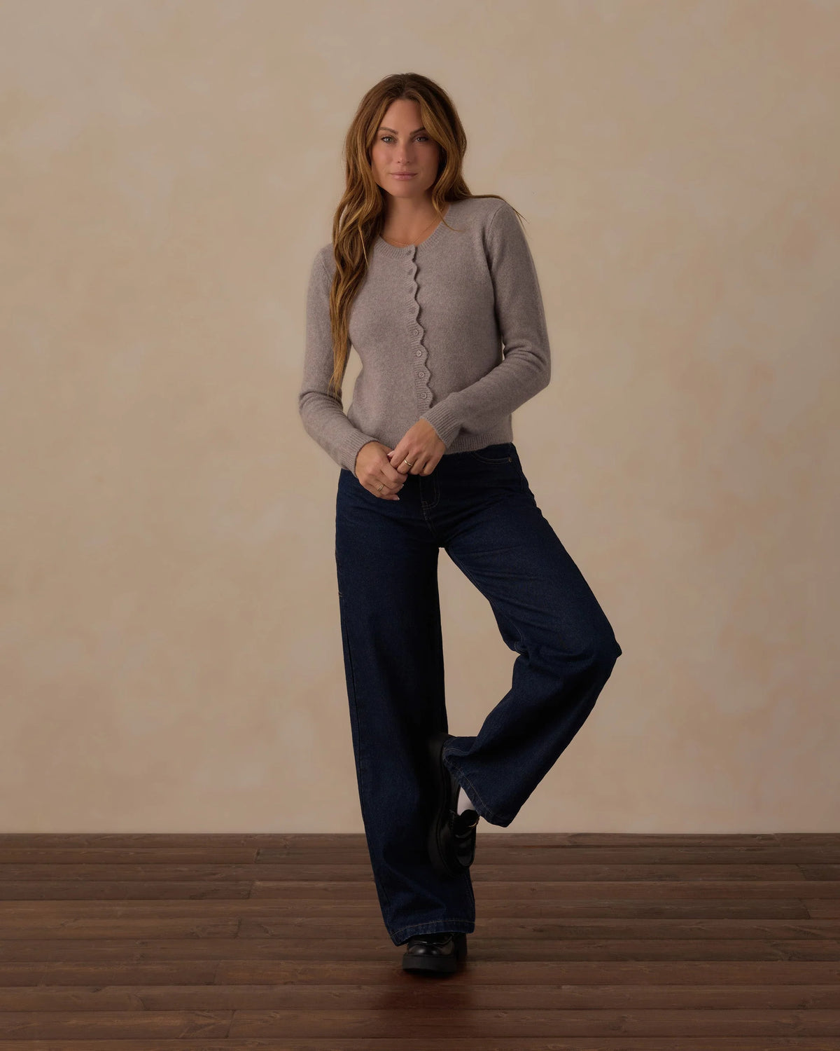 Women's Scallop Cardigan | Dusty Blue | Rylee & Cru