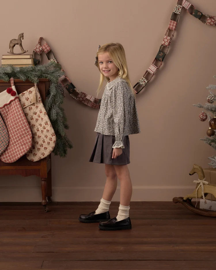 Pleated Corduroy Skirt | Slate | Rylee & Cru