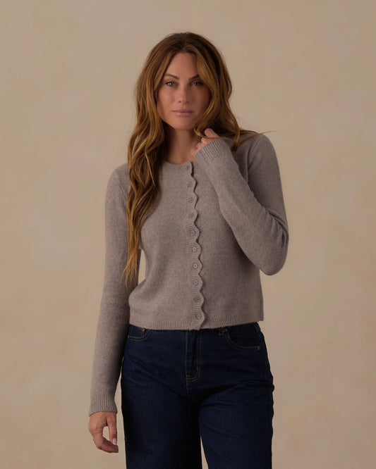 Women's Scallop Cardigan | Dusty Blue | Rylee & Cru