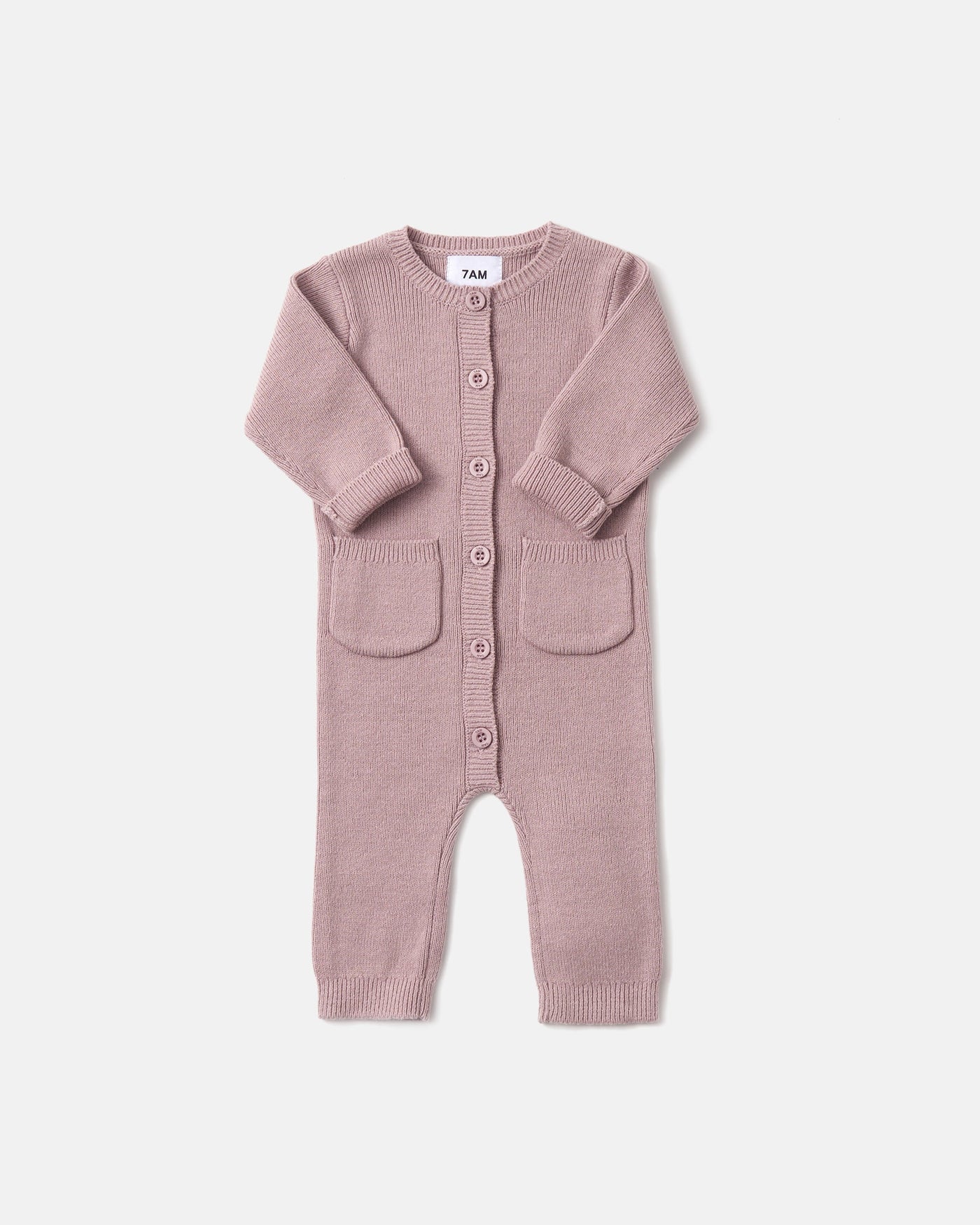 Chunk Long Sleeve Ribbed Jumpsuit | Rose Ash | 7AM