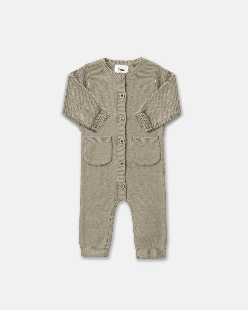 Chunky Long Sleeve Ribbed Jumpsuit | Olive | 7AM