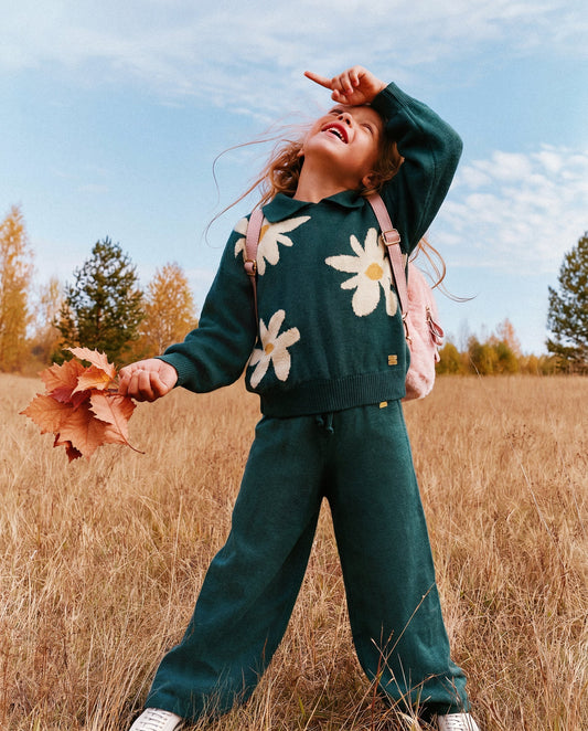 Knitted Sweater | Jasper Green | Deux Par Deux