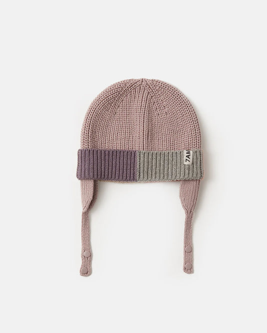 Chunky Beanie Ear Flap| Ash Rose Multicolor | 7am