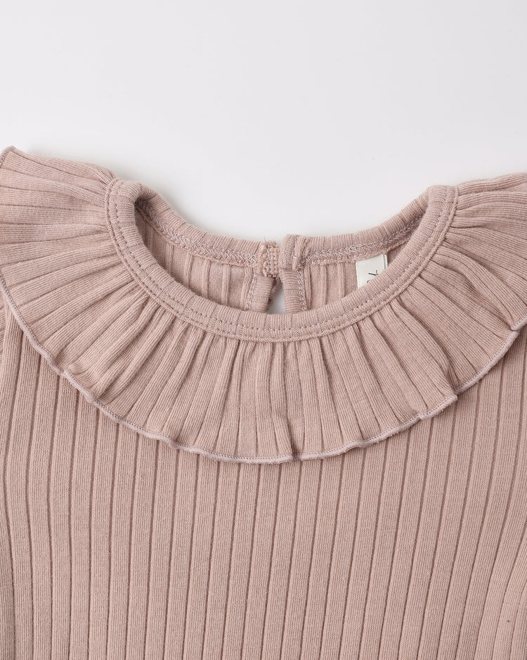 Ruffle Collar Bodysuit | Rosewood | Rylee & Cru