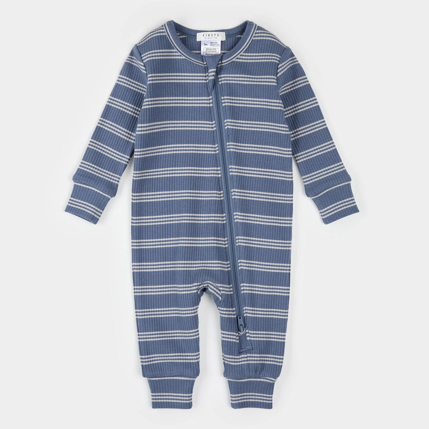 Modal Rib Sleeper | Denim Blue Striped | Petit Lem