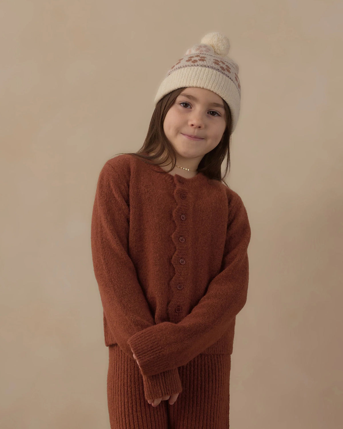 Scallop Cardigan | Brick | Rylee & Cru