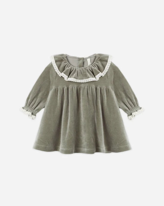 Velour Baby Dress | Spruce | Quincy Mae