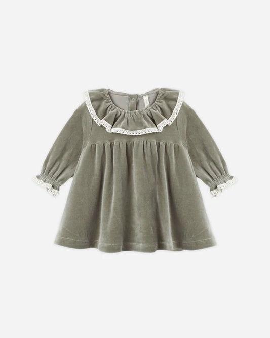 Velour Baby Dress | Spruce | Quincy Mae