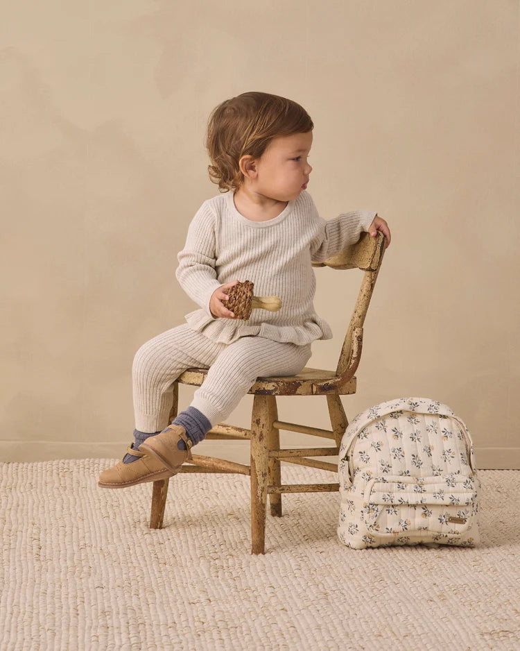 Rib Knit Legging | Heathered Oatmeal | Quincy Mae