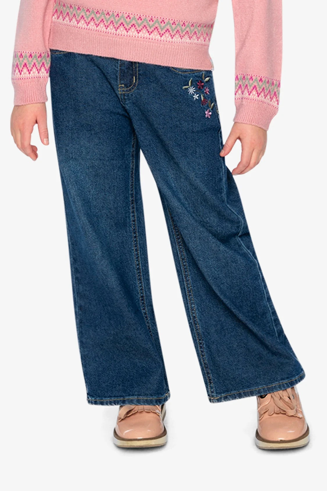 Embroidered Jeans | Light Blue Denim | Deux Par Deux