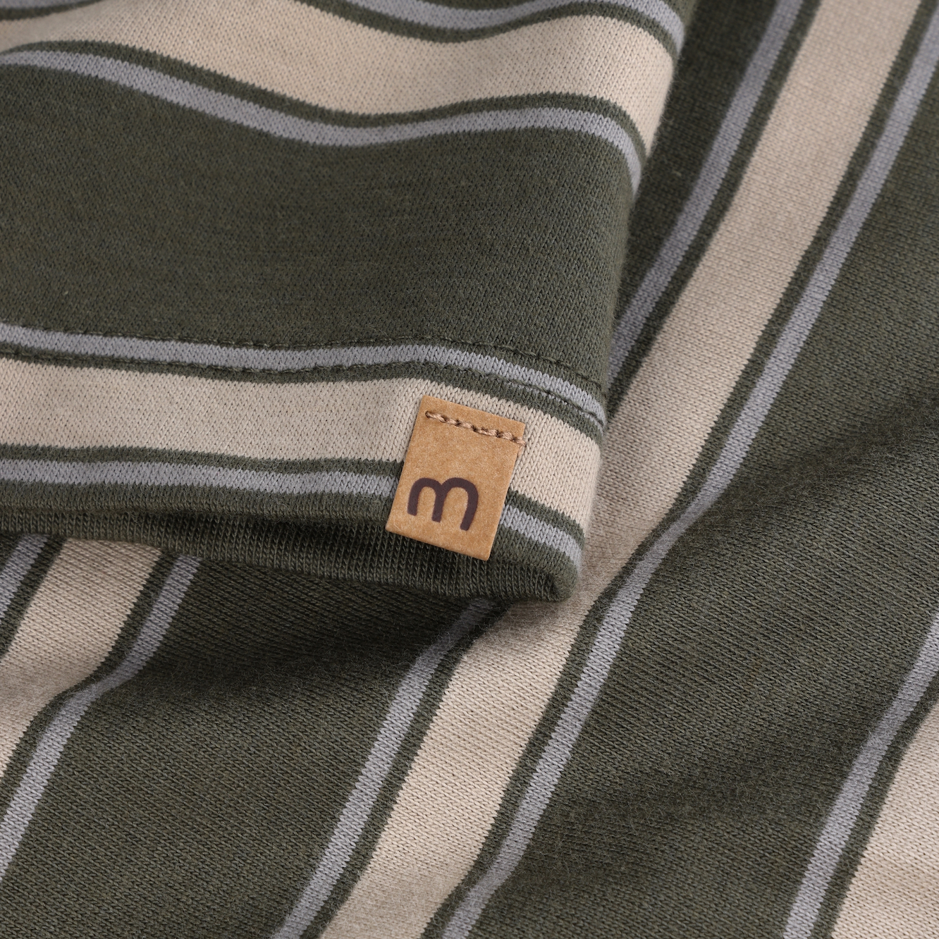 Long Sleeve Stripe Polo Shirt | Green Stripe | Minymo