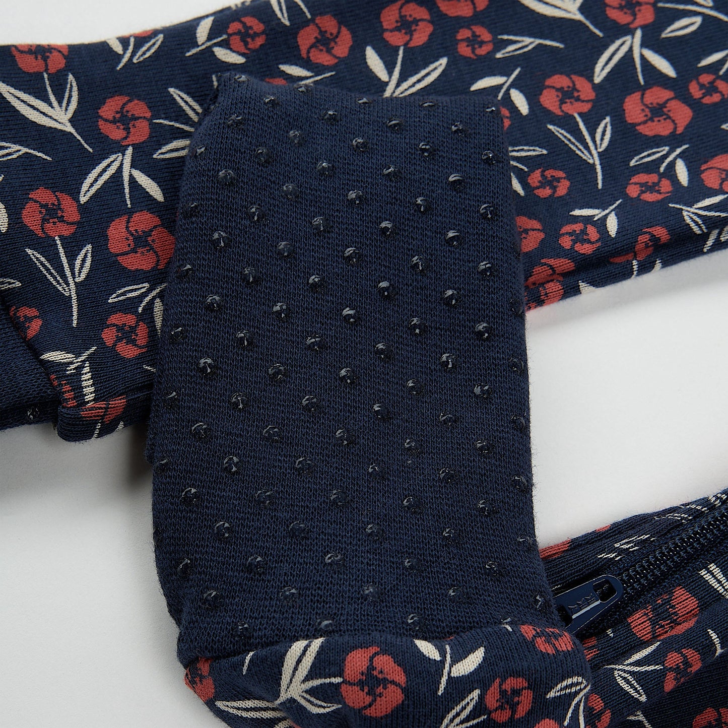 Convertible Sleeper | Poppy Floral Print on Dress Blue | Petit Lem
