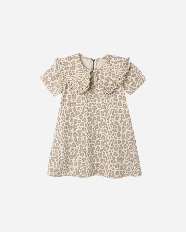 Collared Denim Mini Dress | Leopard | Rylee & Cru