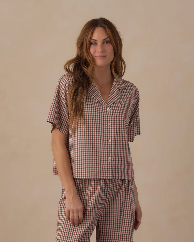 Women's Woven Pajama Set | Holiday Gingham | Rylee & Cru