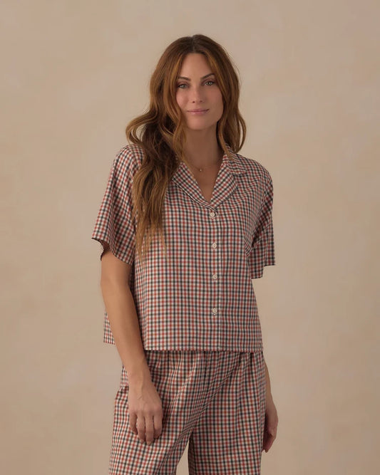 Women's Woven Pajama Set | Holiday Gingham | Rylee & Cru