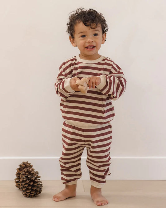 Waffle Slouch Set | Black Cherry Stripe | Quincy Mae
