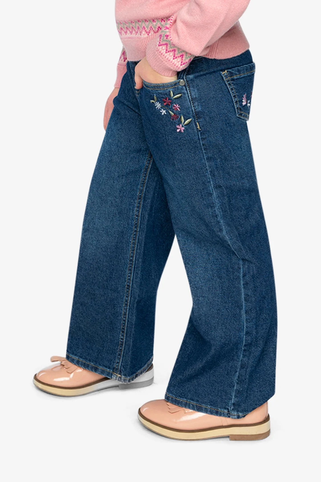 Embroidered Jeans | Light Blue Denim | Deux Par Deux