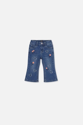 Baby Embroidered Boot Leg Jeans | Navy Blue | Deux Par Deux