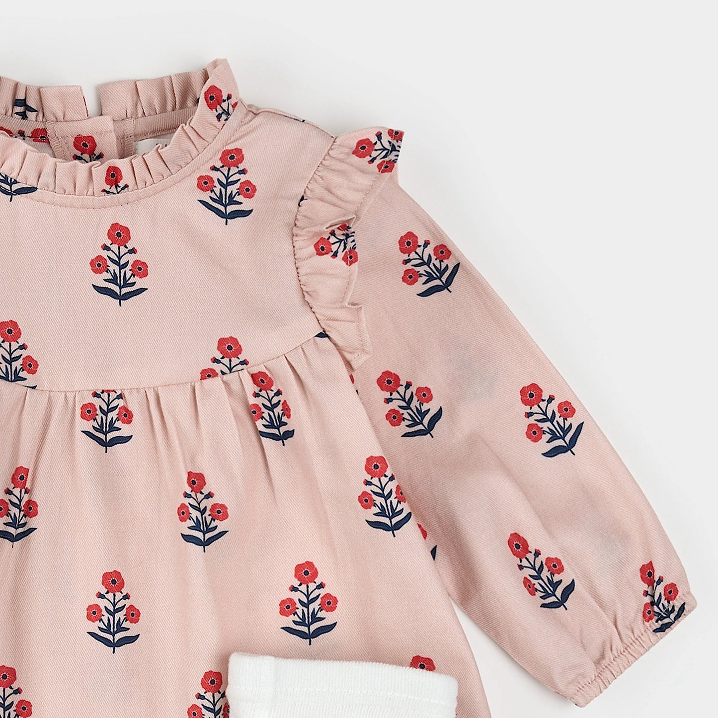 Poppy Print on Rose Brushed Twill 2PC Dress Set | Petit Lem