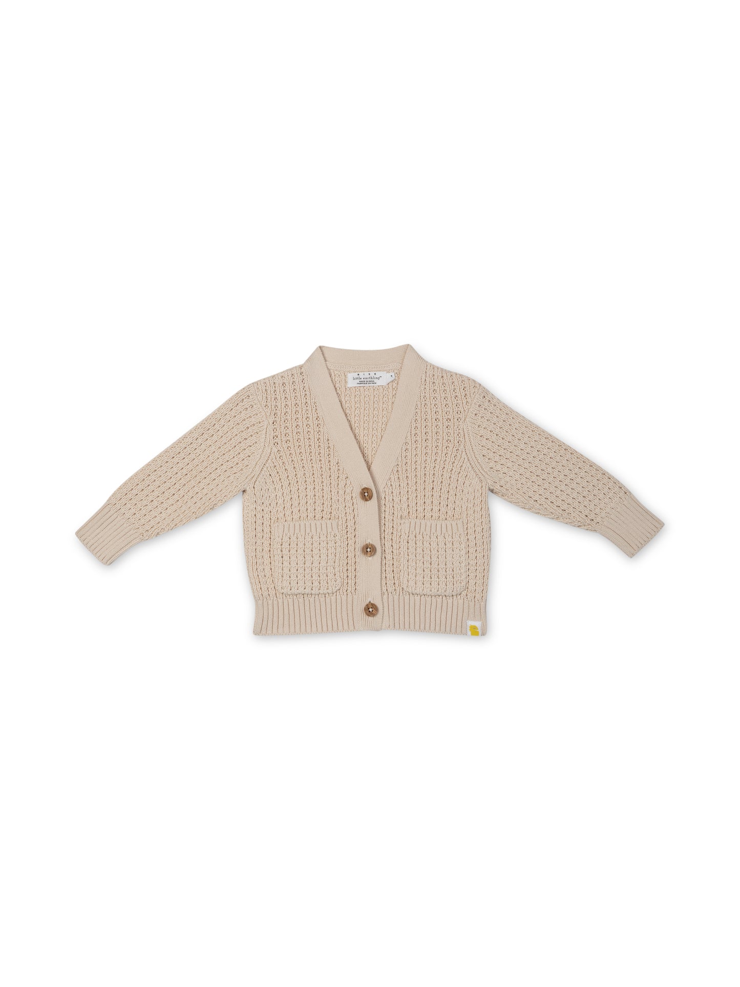 V Neck Cardigan | Beige | Rise Little Earthlings