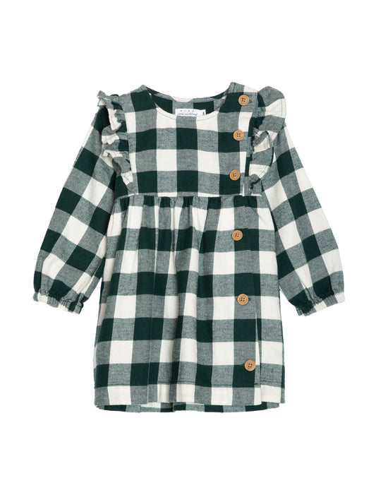 Flannel Button Down Dress | Rise Little Earthling | Green Check